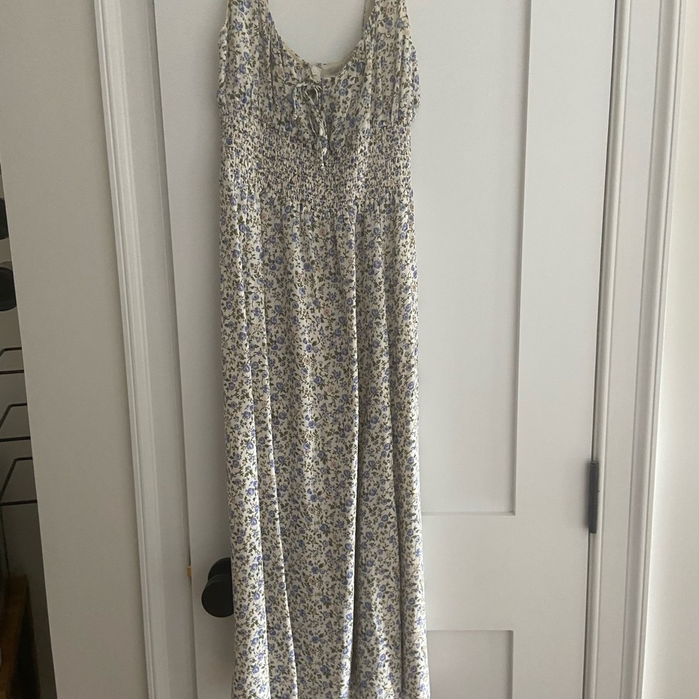 Reformation White and Blue Floral Dress